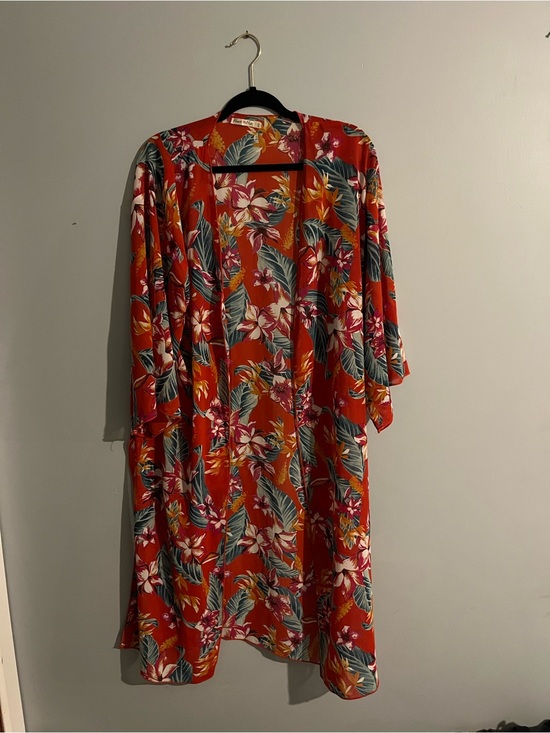 Heart & Hips Other - Heart & Hips Red Tropical Floral Kimono Cover-Up size large vacation